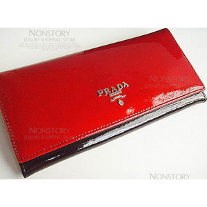 프라다 PRADA 에나멜 투톤 똑딱이 장지갑 6605