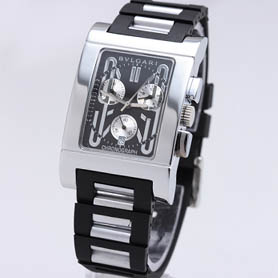 [Bulgari]불가리  Rettangolo Chronograph Rubber밴드 블랙   