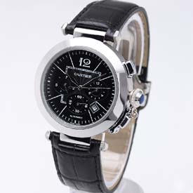 [Cartier]까르띠에 Pasha Man’s Watch 42mm 가죽 블랙   