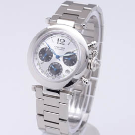 [Cartier]까르띠에 Pasha Medium Watch 35mm 크르노 화이트&블랙   