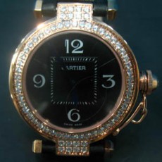 [Cartier]까르띠에 블랙 여 Pasha GOLD 다이아   