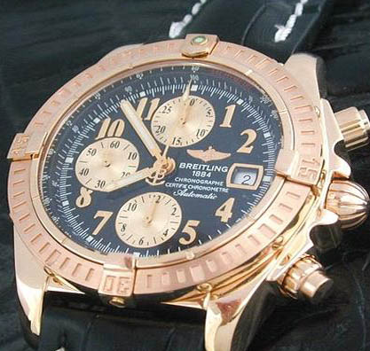 [Breitling]브라이틀링 윈드라이더 Chrono Evolution로즈골드가죽ETA7750   