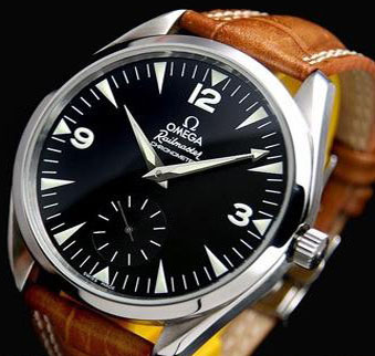 [OMEGA]오메가 Railmaster XXL 레더밴드 수동ETA6498   