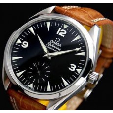 [OMEGA]오메가 Railmaster XXL 레더밴드 수동ETA6498   