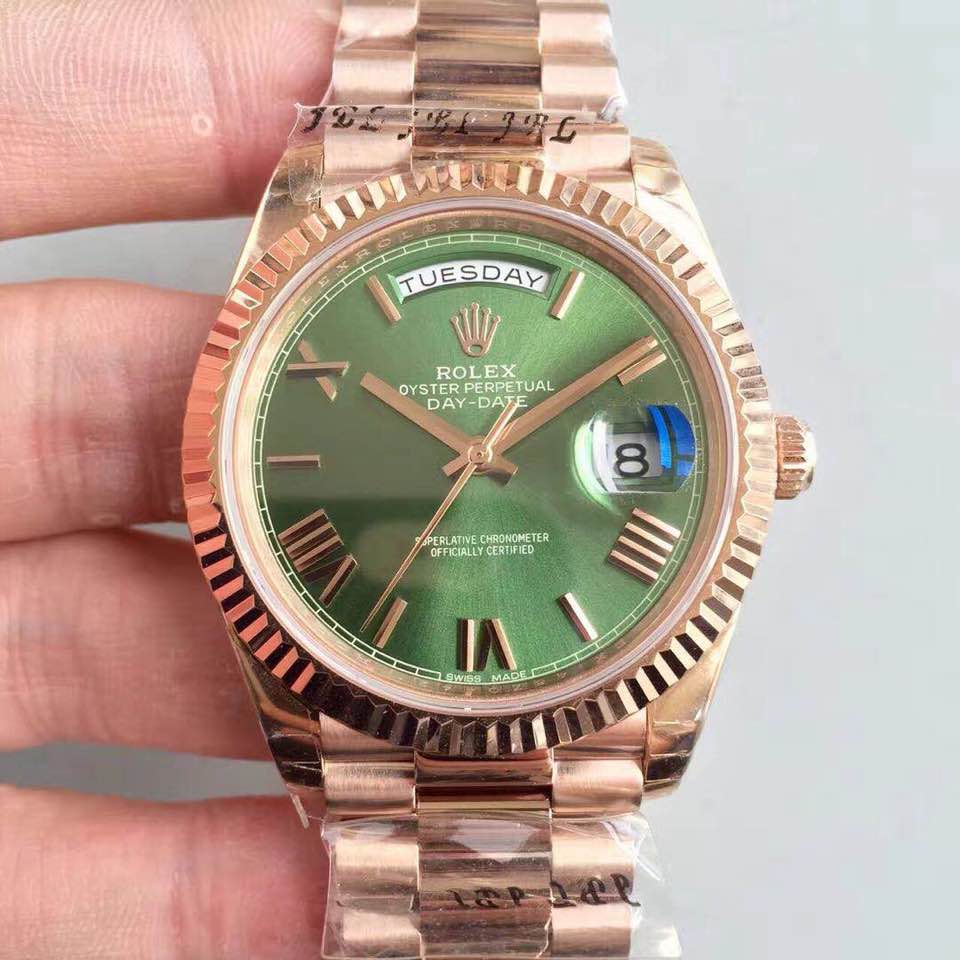 [ROLEX]로렉스 데이데이트 로즈골드 올리브다이얼 도금   