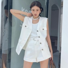 샤넬 CHANEL 2022 SS 포켓 조끼 반바지 여성 세트 커스텀급