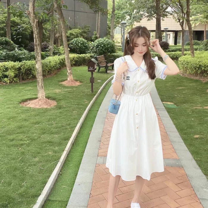 미우미우 MIUMIU 2022 SS 카라 라인 반팔 여성 원피스 커스텀급