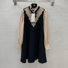 구찌 GUCCI 2022 SS 프릴 레이스 리본장식 여성 원피스 커스텀급