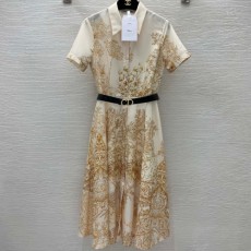 디올 DIOR 2022 SS 플라워 카라 벨트 여성 원피스 커스텀급