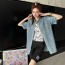 샤넬 CHANEL 2022 SS 포켓 로고 데님 셔츠 반바지 여성 세트 커스텀급