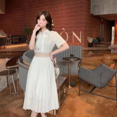 디올 DIOR 2022 SS 카라 띠로고 벨트 여성 원피스 커스텀급