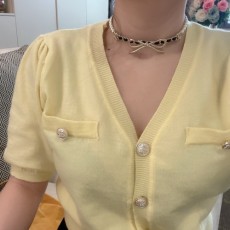 샤넬 CHANEL 2022 SS 진주리본 체인 여성 목걸이 커스텀급