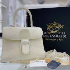 델보 DELVAUX 2023 SS 민자가죽 큐빅버클 화이트 토트백 미듐 미러급