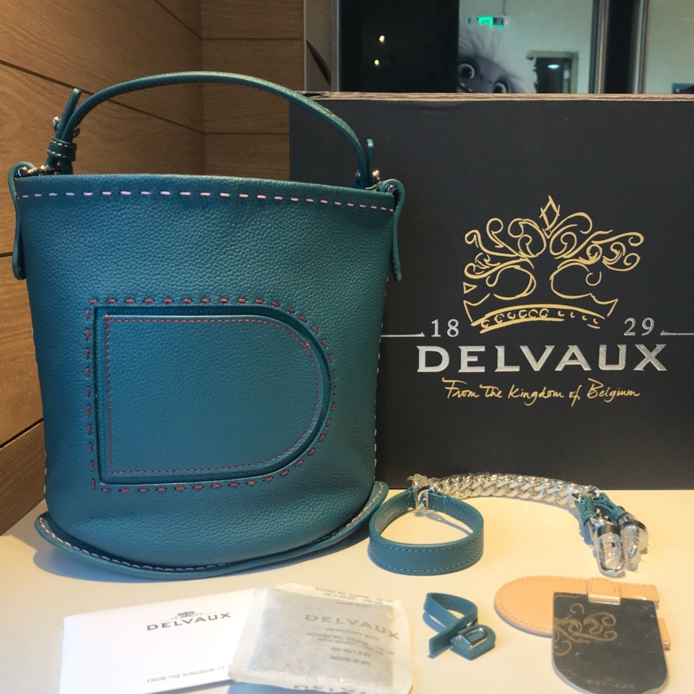 델보 DELVAUX 2023 SS 핀 미니 버킷 스티치 그린 토트백 미러급
