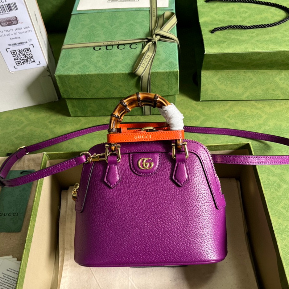 구찌 GUCCI 2023 SS 다이애나 미니 토트백 퍼플 715775 커스텀급