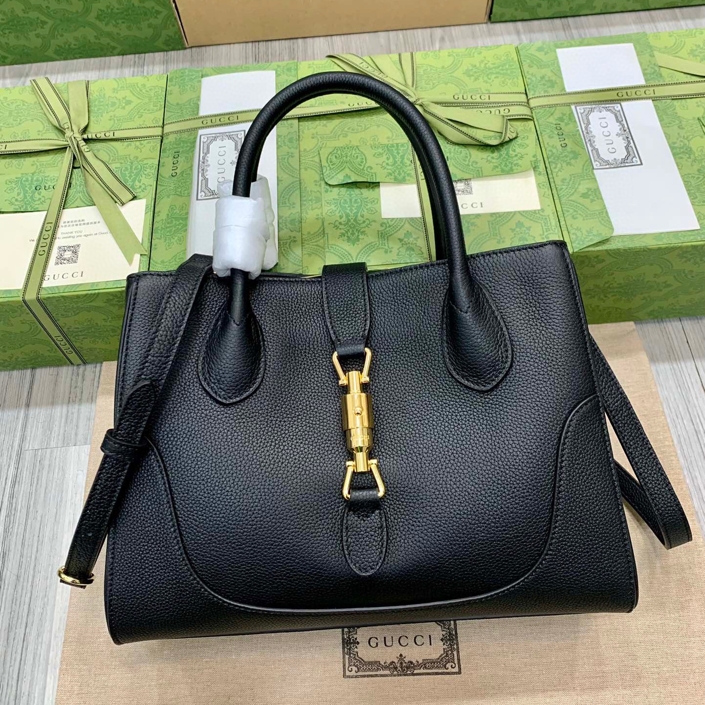 구찌 GUCCI 2023 SS 재키 1961 내추럴 그레인 토트백 스몰 블랙 727810 커스텀급