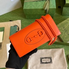 구찌 GUCCI 2023 SS 홀스빗 1955 체인 월렛백 오렌지 621892 커스텀급