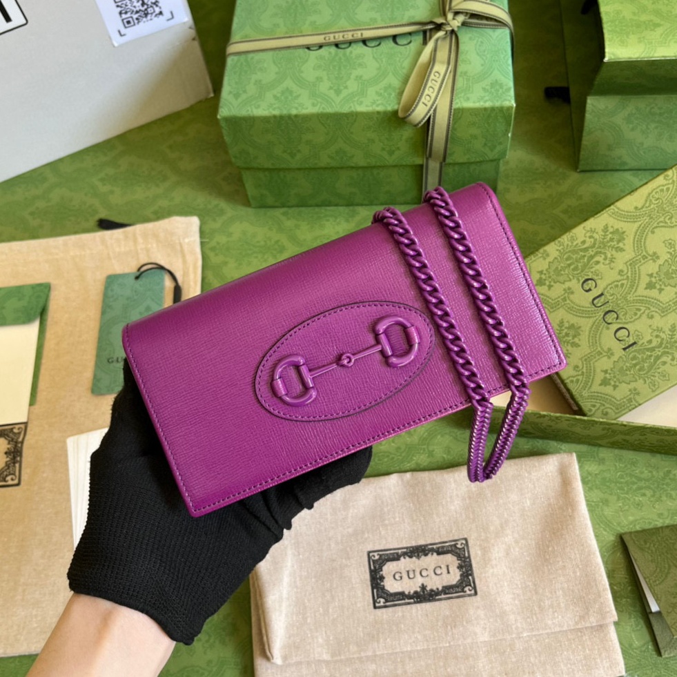 구찌 GUCCI 2023 SS 홀스빗 1955 체인 월렛백 퍼플 621892 커스텀급