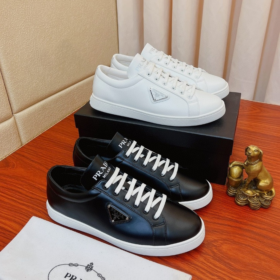 프라다 PRADA 2023 SS 트라이앵글 삼각로고 화이트 블랙텝 남성 슈즈 커스텀급