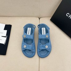 샤넬 CHANEL 2023 SS 캐릭터 퀄팅 로고 데님 여성 샌들 커스텀급