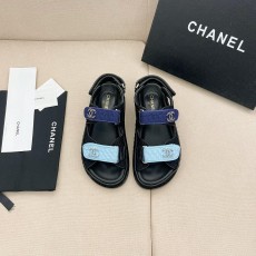 샤넬 CHANEL 2023 SS 캐릭터 체크 로고 투톤 블랙 여성 샌들 커스텀급