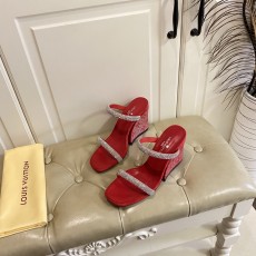 루이비통 LOUIS VUITTON 2023 SS 큐빅 웨지힐 레드 여성 샌들 커스텀급