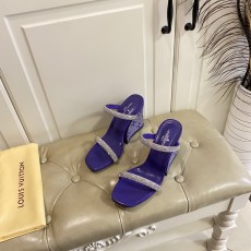 루이비통 LOUIS VUITTON 2023 SS 큐빅 웨지힐 퍼플 여성 샌들 커스텀급