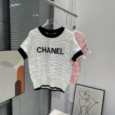 샤넬 CHANEL 2023 SS 퀄팅 로고 라운드라인 여성 반팔티 커스텀급