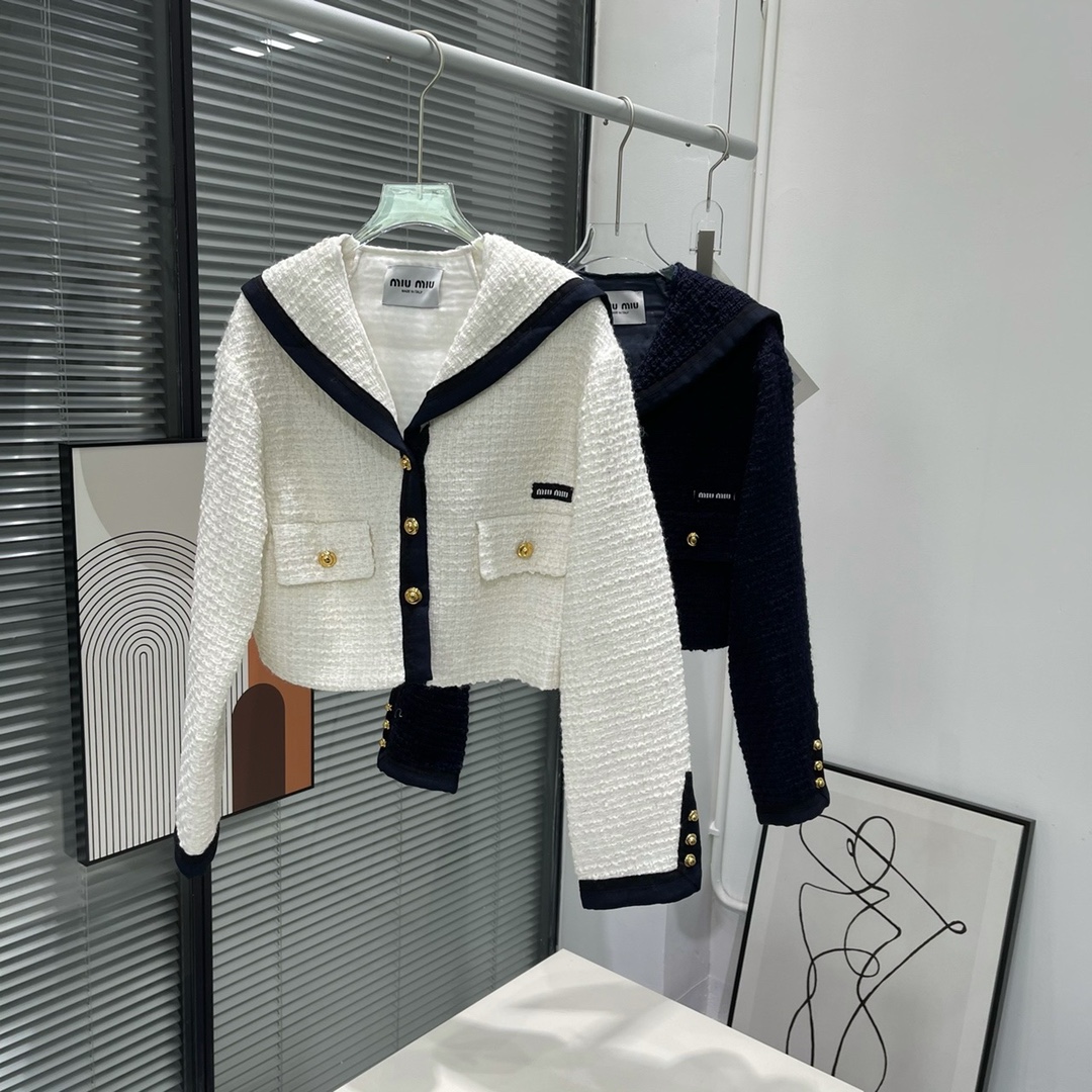 미우미우 MIUMIU 2023 SS 트위드 라인 포켓 여성 자켓 커스텀급