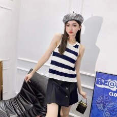 디올 DIOR 2023 SS 스트라이프 라운드넥 니트 여성 민소매티 커스텀급