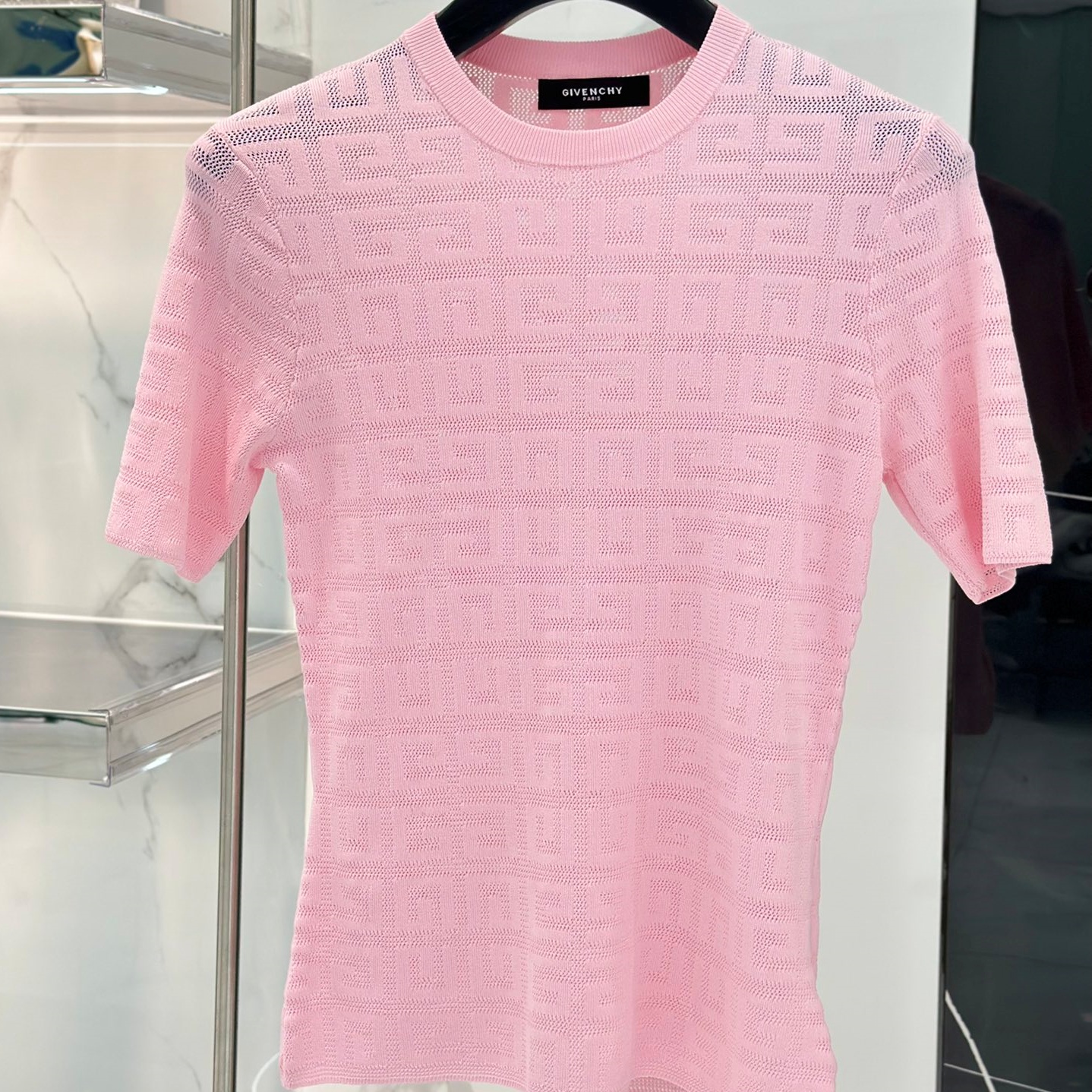 지방시 GIVENCHY 2023 SS 캐릭터 무늬 핑크 여성 반팔티 커스텀급