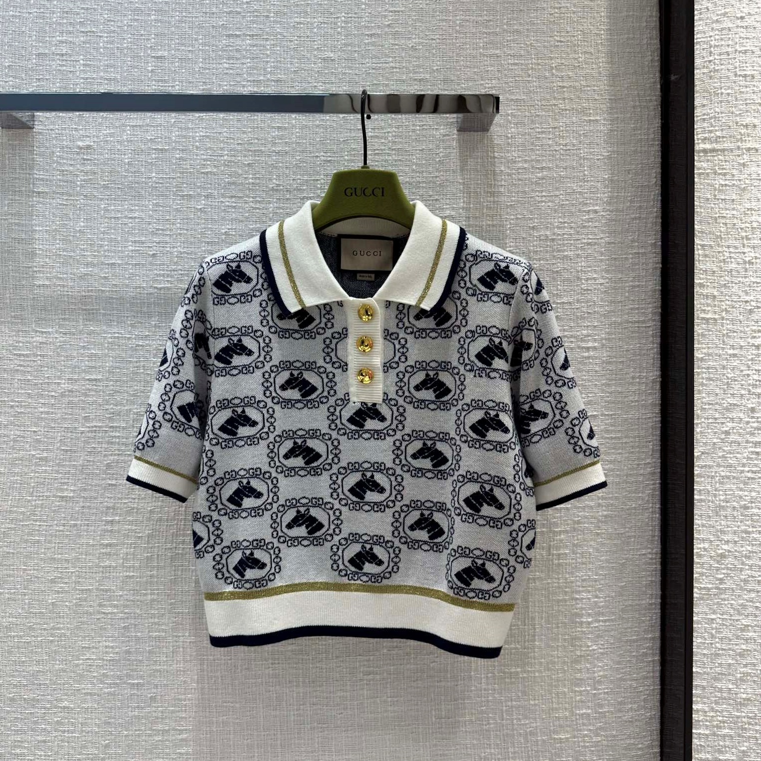 구찌 GUCCI 2023 SS 캐릭터 카라 니트 여성 반팔티 커스텀급