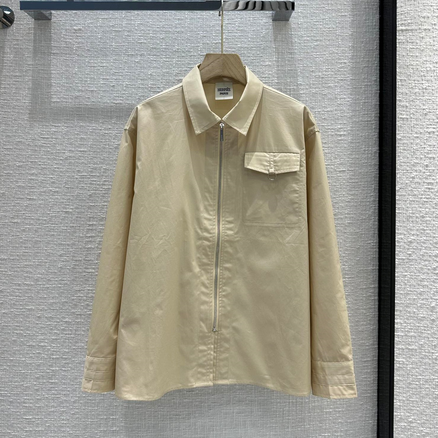 에르메스 HERMRS 2023 SS 카라 포켓 베이지 여성 긴팔 셔츠 커스텀급
