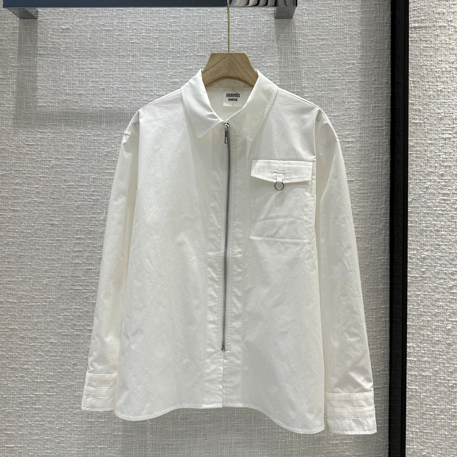 에르메스 HERMRS 2023 SS 카라 포켓 화이트 여성 긴팔 셔츠 커스텀급