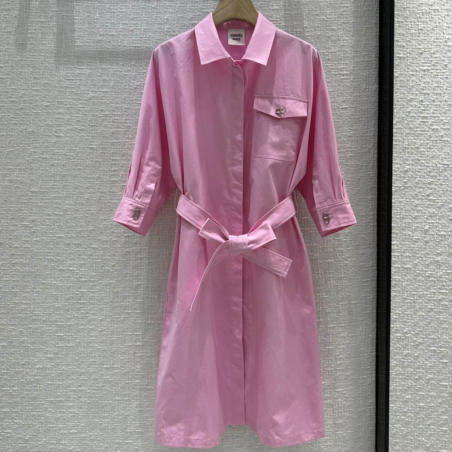 에르메스 HERMES 2023 SS 카라 포켓 벨트 핑크 여성 원피스 커스텀급