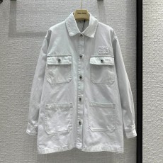 미우미우 MIUMIU 2023 SS 패치로고 빈티지 여성 데님 롱셔츠 커스텀급