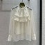구찌 GUCCI 2023 SS 레이스 프릴 시스루 아이보리 여성 블라우스 커스텀급