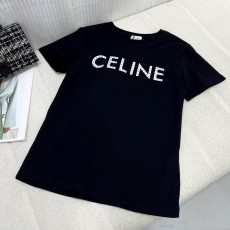 셀린느 CELINE 2023 SS 캐릭터 로고 라운드넥 블랙 여성 반팔티 커스텀급
