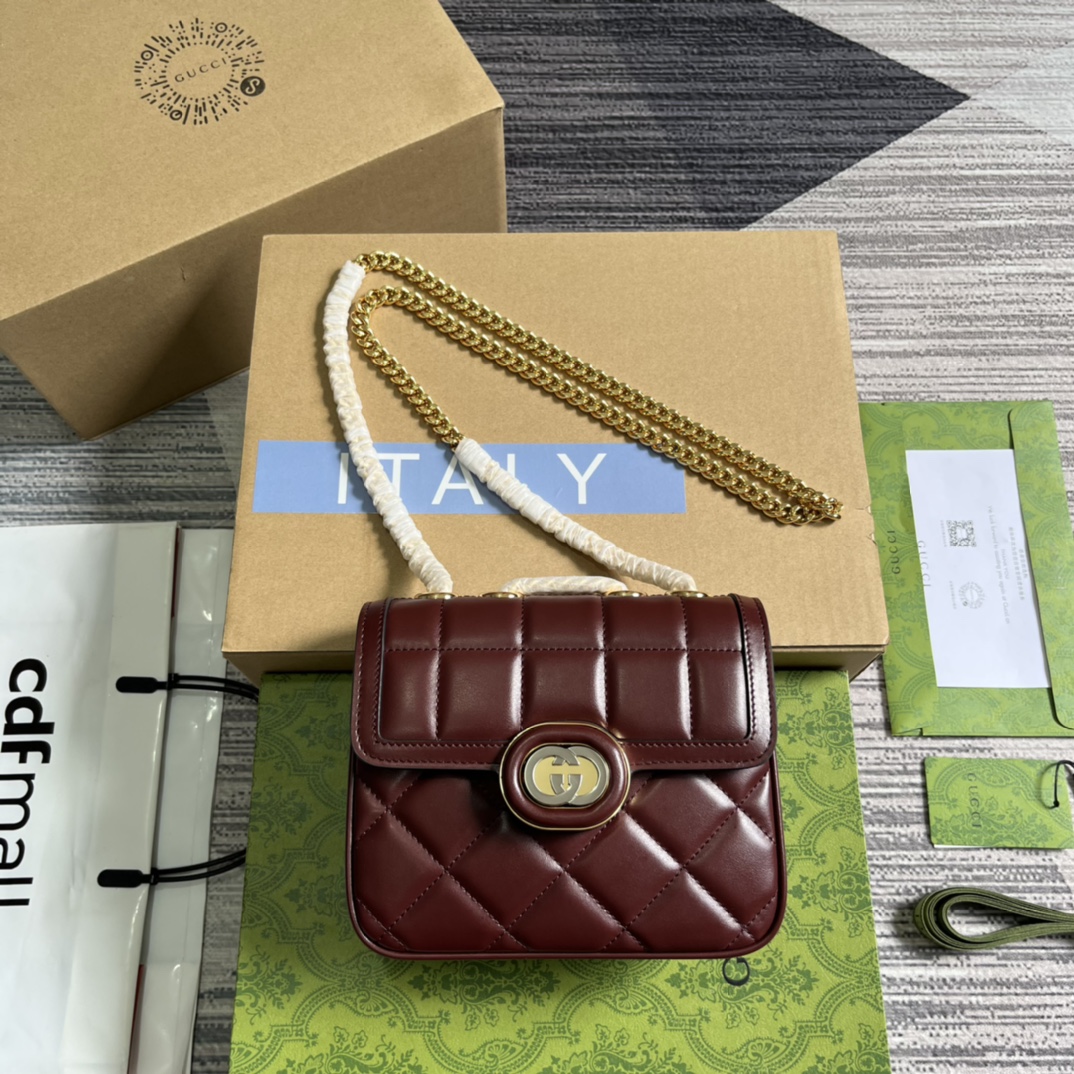 구찌 GUCCI 2023 SS 데코 미니 숄더백 버건디 741458 커스텀급