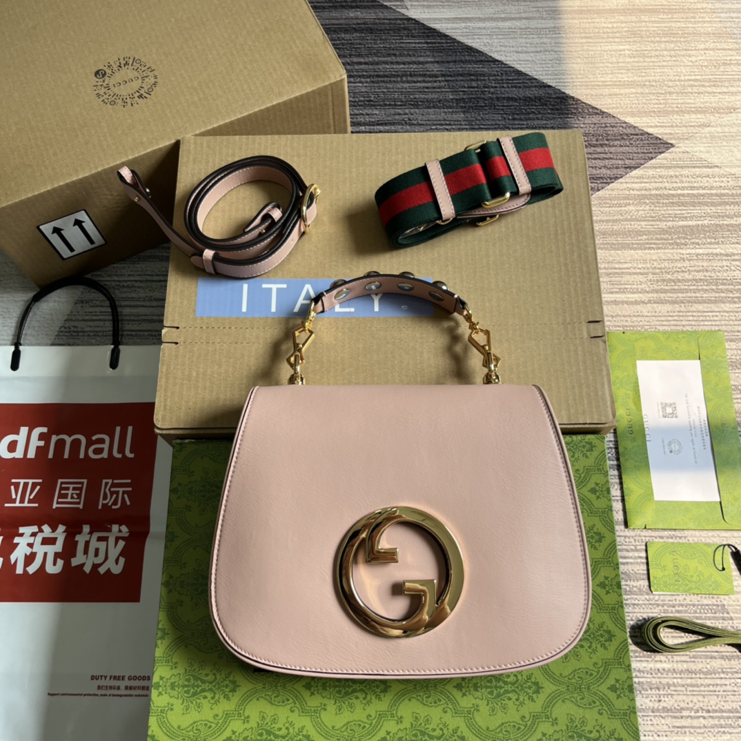 구찌 GUCCI 2023 SS 블론디 미듐 레더 핑크 크로스백 721172 커스텀급