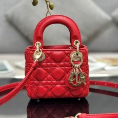 디올 DIOR 2023 SS 램스킨 퀄팅 미니 토트백 레드 레이디백 M0856 커스텀급