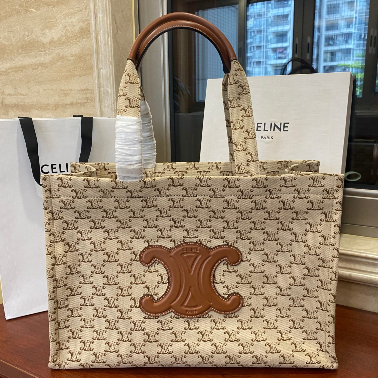 셀린느 CELINE 2023 SS 트리오페 카바스 텍스타일 라지 토트백 199162 커스텀급