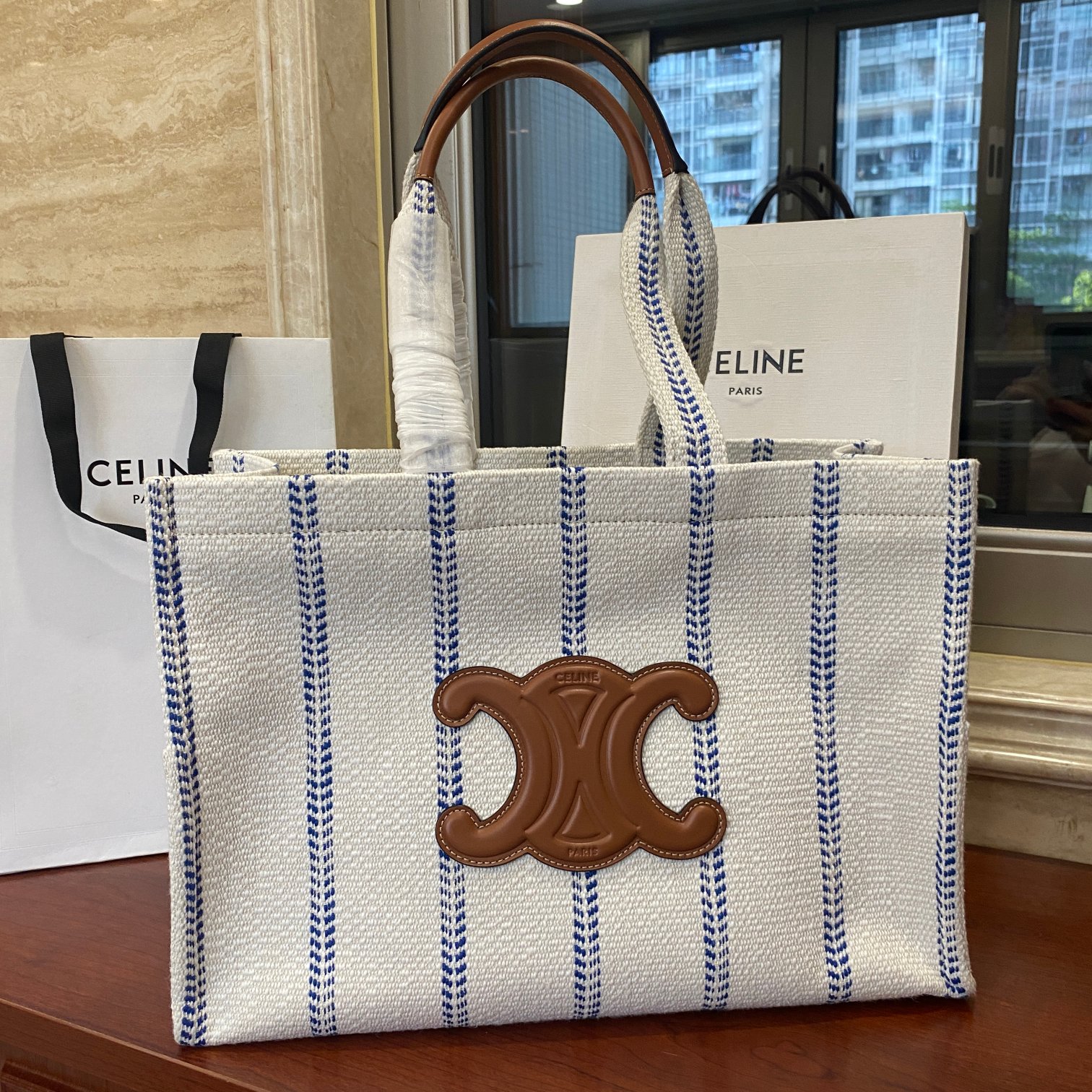 셀린느 CELINE 2023 SS 트리오페 스트라이프 라지 토트백 199162 커스텀급