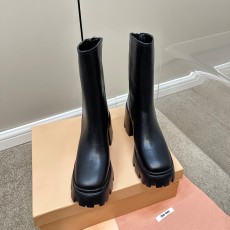 미우미우 MIUMIU 2023 SS 지퍼 레더 블랙 여성 중부츠 커스텀급