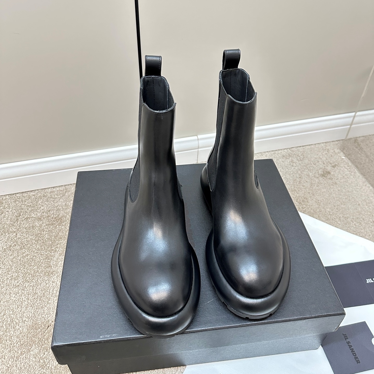 질샌더 JIL SANDER 2023 SS 투톤 블랙 여성 쇼트부츠 커스텀급