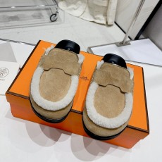에르메스 HERMES 2023 SS 퍼장식 투톤 베이지 커플 슈즈 커스텀급