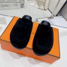 에르메스 HERMES 2023 SS 퍼장식 투톤 블랙 커플 슈즈 커스텀급