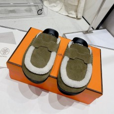 에르메스 HERMES 2023 SS 퍼장식 투톤 에도프 커플 슈즈 커스텀급