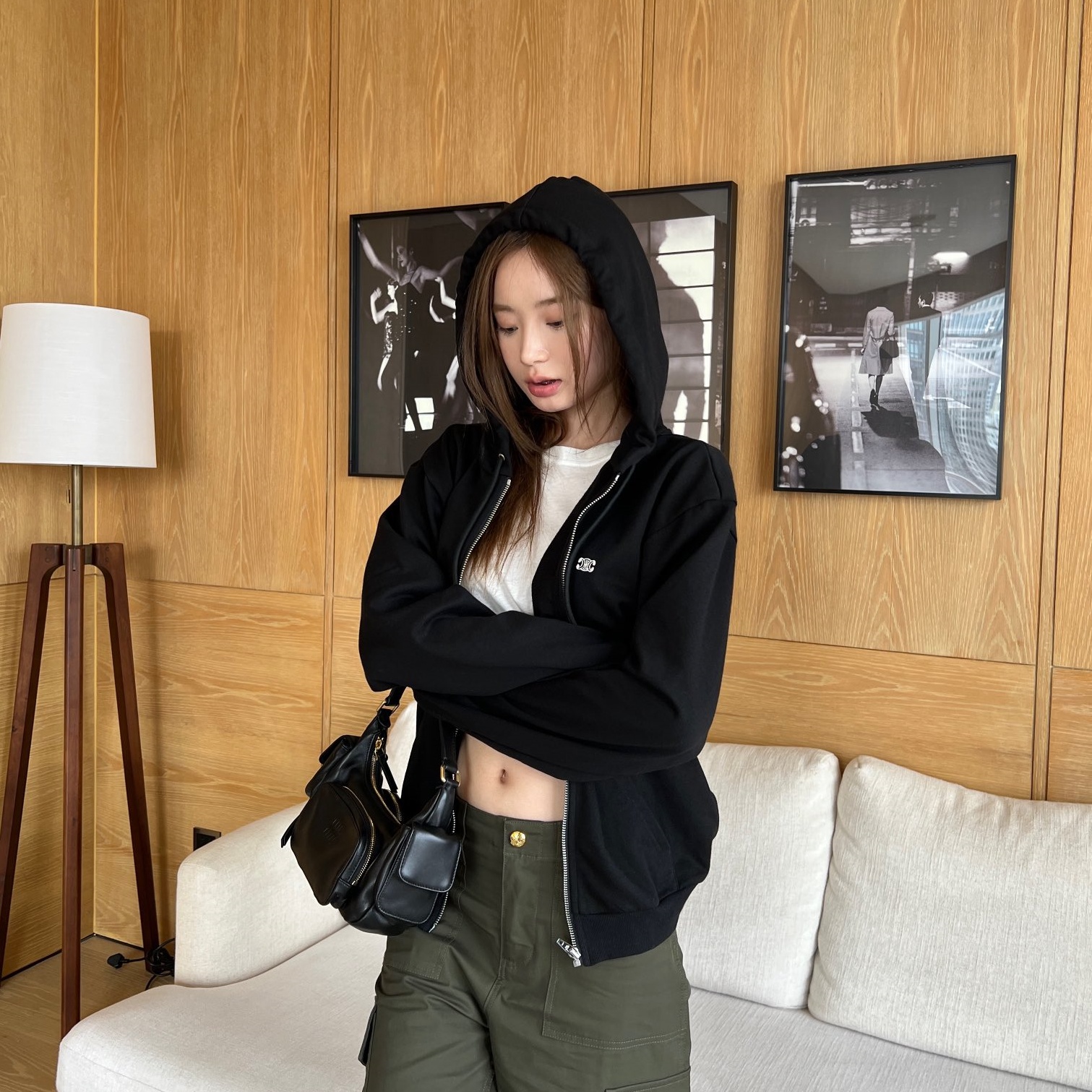 셀린느 CELINE 2023 SS 로고 후드 자켓 여성 상의 블랙 커스텀급