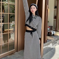 디올 DIOR 2023 SS 체크무늬 후드자켓 스커트 여성 세트 커스텀급